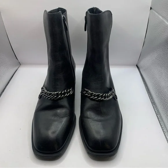 Franco Sarto Caleb Leather Booties square toe size 9M black leather mid ankle - Picture 2 of 9